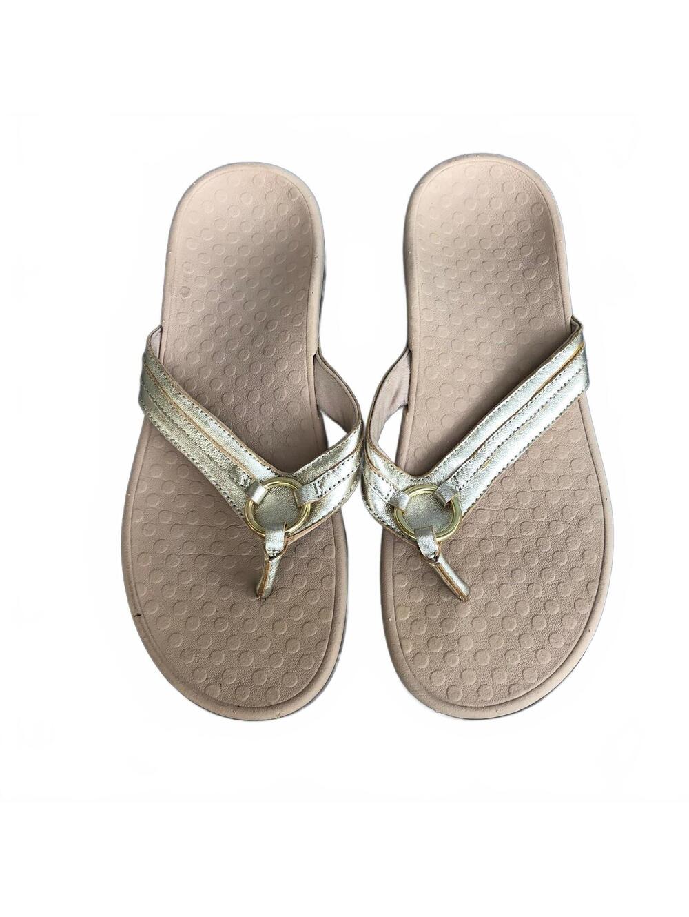 Vionic Tide Aloe Toe Post Women's Metallic Gold Thong Sandals Size 11